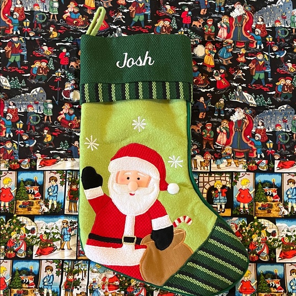 Personalized “Josh” Colorful Santa Christmas Stocking - Picture 9 of 9